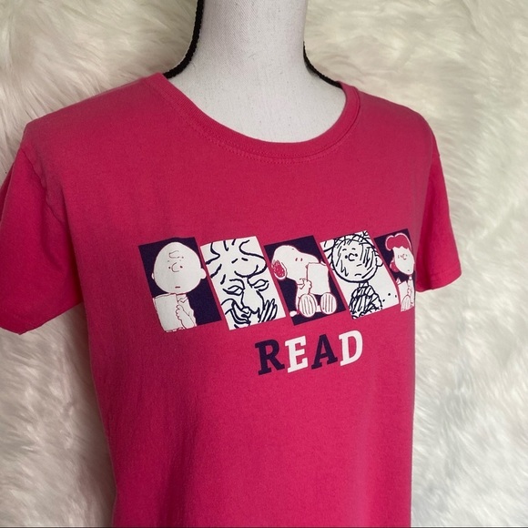 Peanuts Collection Read Pink Tee Shirt Size M - Picture 3 of 11